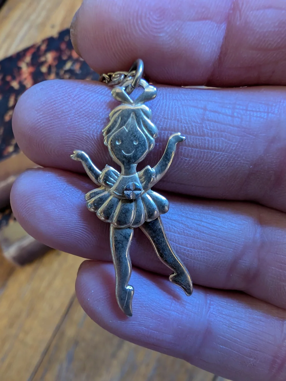 Vintage Avon, Kids Gold Ballerina Pendant Necklace 16 Inch Chain